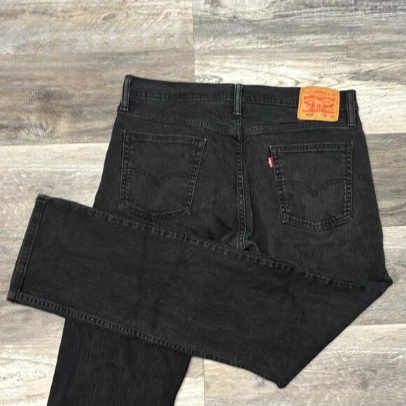 Levis 514 Red Tab Dark Wash Black Men 36x33 Classic Straight Stretch Denim Jeans - Picture 1 of 12